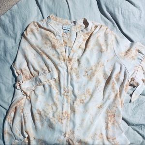 Orange dream short sleeve blouse with tie sleeves